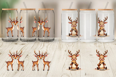 Glass Can Awkward Reindeer Academy Sublimation artnoy 