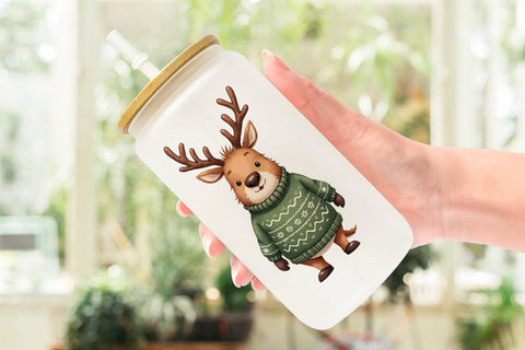 Glass Can Awkward Reindeer Academy Sublimation artnoy 