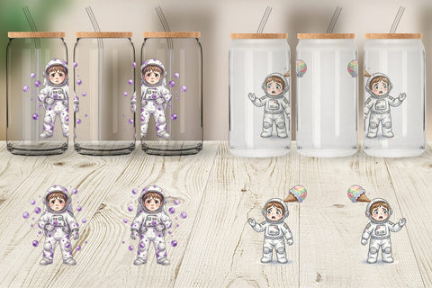 Glass Can Awkward Space Kid Watercolor Sublimation artnoy 