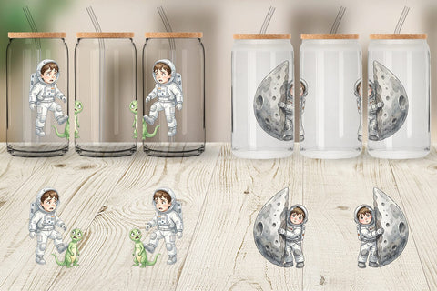Glass Can Awkward Space Kid Watercolor Sublimation artnoy 