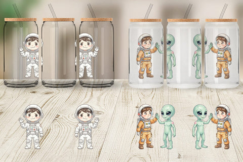 Glass Can Awkward Space Kid Watercolor Sublimation artnoy 