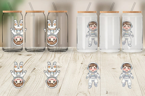 Glass Can Awkward Space Kid Watercolor Sublimation artnoy 