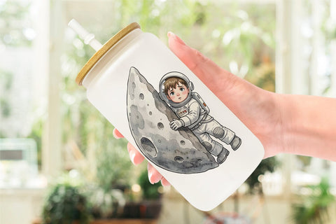 Glass Can Awkward Space Kid Watercolor Sublimation artnoy 