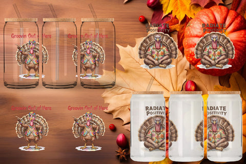 Glass Can Awkward Turkey Retro Watercolor Sublimation artnoy 