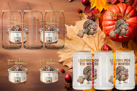 Glass Can Awkward Turkey Retro Watercolor Sublimation artnoy 
