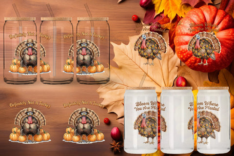 Glass Can Awkward Turkey Retro Watercolor Sublimation artnoy 