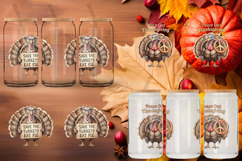 Glass Can Awkward Turkey Retro Watercolor Sublimation artnoy 