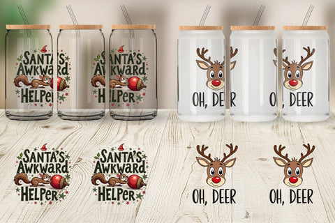 Glass Can Awkwardly Festive Critters: Ugly Cute Animal Quotes Sublimation artnoy 