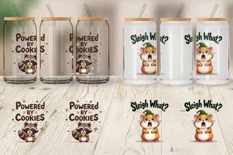 Glass Can Awkwardly Festive Critters: Ugly Cute Animal Quotes Sublimation artnoy 