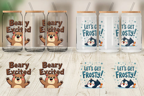 Glass Can Awkwardly Festive Critters: Ugly Cute Animal Quotes Sublimation artnoy 
