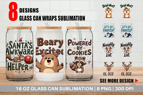 Glass Can Awkwardly Festive Critters: Ugly Cute Animal Quotes Sublimation artnoy 