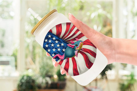 Glass Can Axolotl 4th of July Sublimation artnoy 