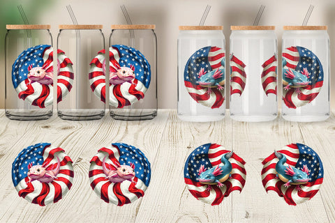 Glass Can Axolotl 4th of July Sublimation artnoy 