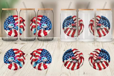 Glass Can Axolotl 4th of July Sublimation artnoy 