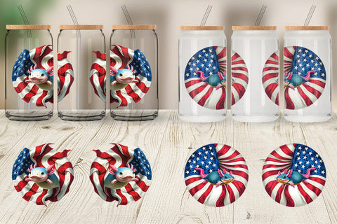 Glass Can Axolotl 4th of July Sublimation artnoy 