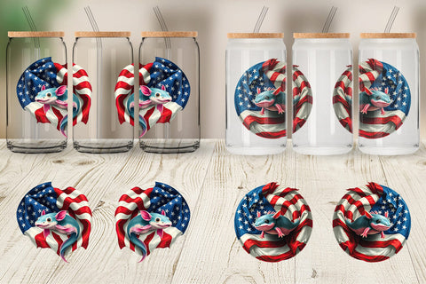 Glass Can Axolotl 4th of July Sublimation artnoy 