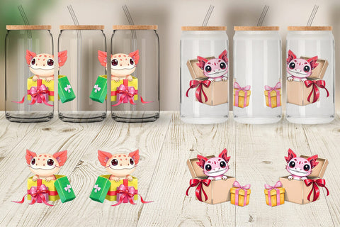 Glass Can Axolotl Gift Sublimation artnoy 