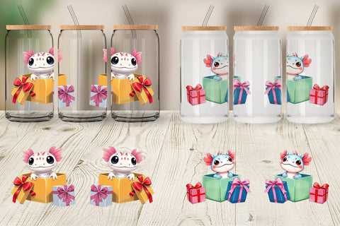 Glass Can Axolotl Gift Sublimation artnoy 
