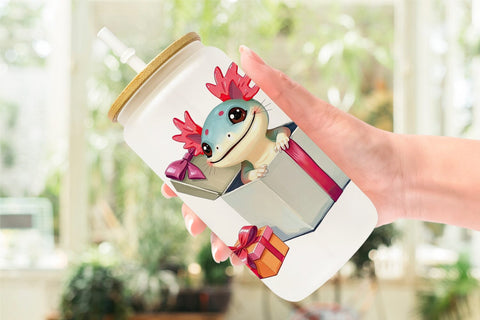 Glass Can Axolotl Gift Sublimation artnoy 