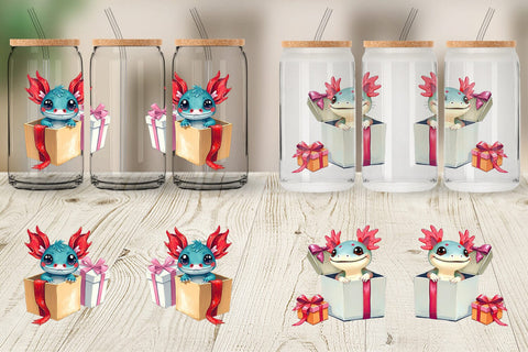 Glass Can Axolotl Gift Sublimation artnoy 