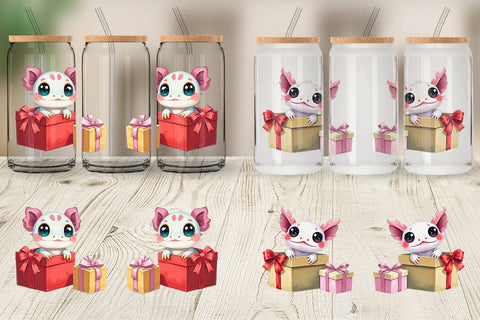 Glass Can Axolotl Gift Sublimation artnoy 