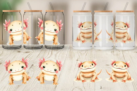 Glass Can Axolotl Wildlife Sublimation artnoy 