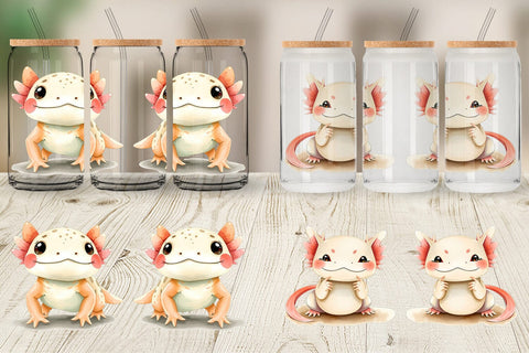 Glass Can Axolotl Wildlife Sublimation artnoy 