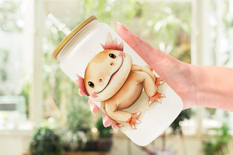 Glass Can Axolotl Wildlife Sublimation artnoy 