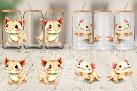 Glass Can Axolotl Wildlife Sublimation artnoy 