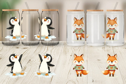 Glass Can Baby Christmas Animals Sublimation artnoy 