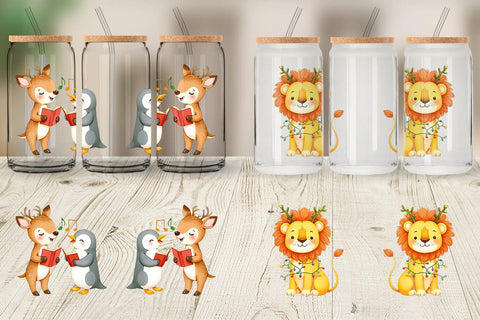 Glass Can Baby Christmas Animals Sublimation artnoy 