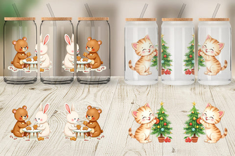 Glass Can Baby Christmas Animals Sublimation artnoy 