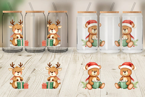 Glass Can Baby Christmas Animals Sublimation artnoy 