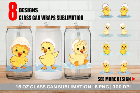 Glass Can Baby Duck Sublimation artnoy 