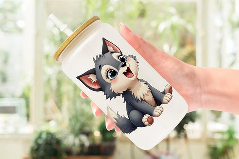 Glass Can Baby Forest Animals Winter Watercolor Sublimation artnoy 