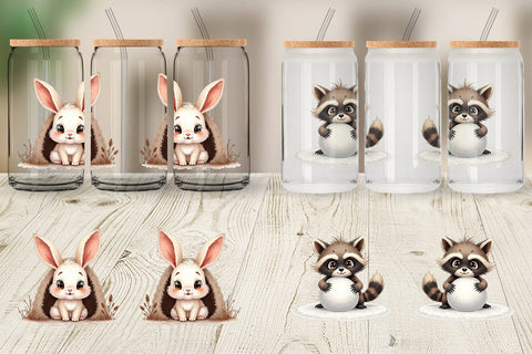 Glass Can Baby Forest Animals Winter Watercolor Sublimation artnoy 