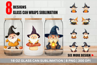 Glass Can Baby Gnome Halloween Sublimation artnoy 