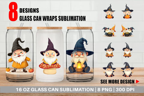 Glass Can Baby Gnome Halloween Sublimation artnoy 