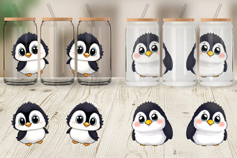Glass Can Baby Penguin Sublimation artnoy 