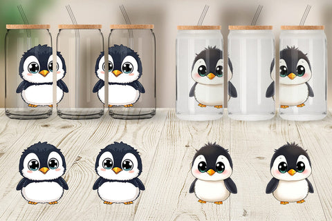 Glass Can Baby Penguin Sublimation artnoy 