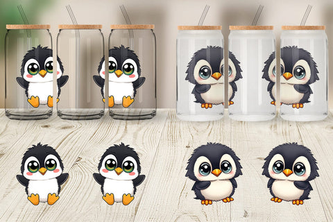 Glass Can Baby Penguin Sublimation artnoy 