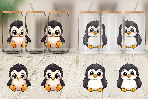 Glass Can Baby Penguin Sublimation artnoy 