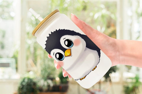 Glass Can Baby Penguin Sublimation artnoy 