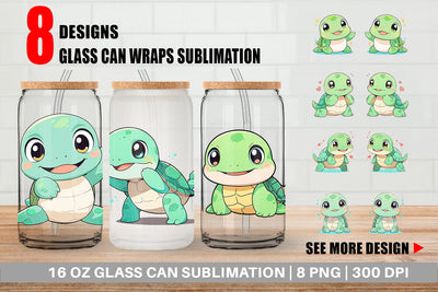 Glass Can Baby Sea Turtle Sublimation artnoy 