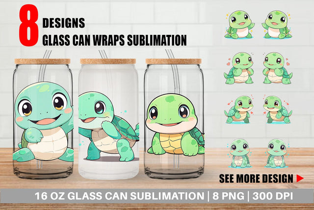 Glass Can Baby Sea Turtle Sublimation artnoy 