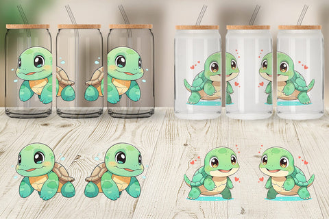 Glass Can Baby Sea Turtle Sublimation artnoy 