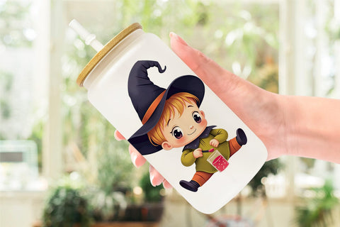 Glass Can Baby Witch Halloween Sublimation artnoy 