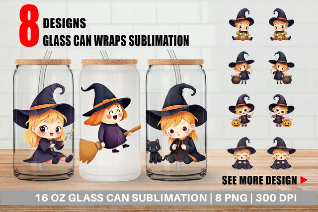 Glass Can Baby Witch Halloween Sublimation artnoy 