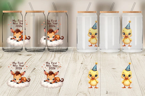 Glass Can Baby's First New Year 2026 Sublimation artnoy 
