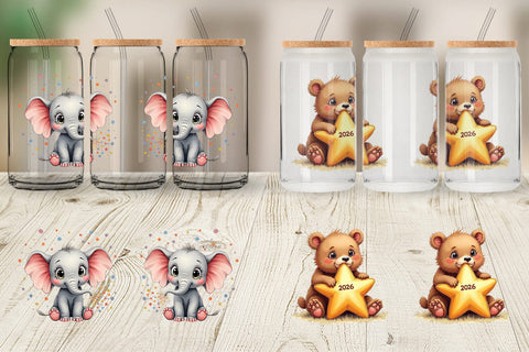 Glass Can Baby's First New Year 2026 Sublimation artnoy 